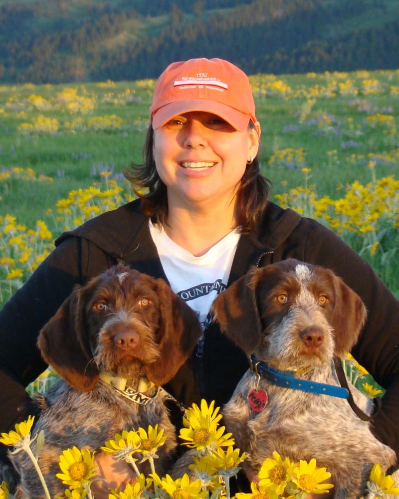 Jodi with two pups--Pistol & Groovy